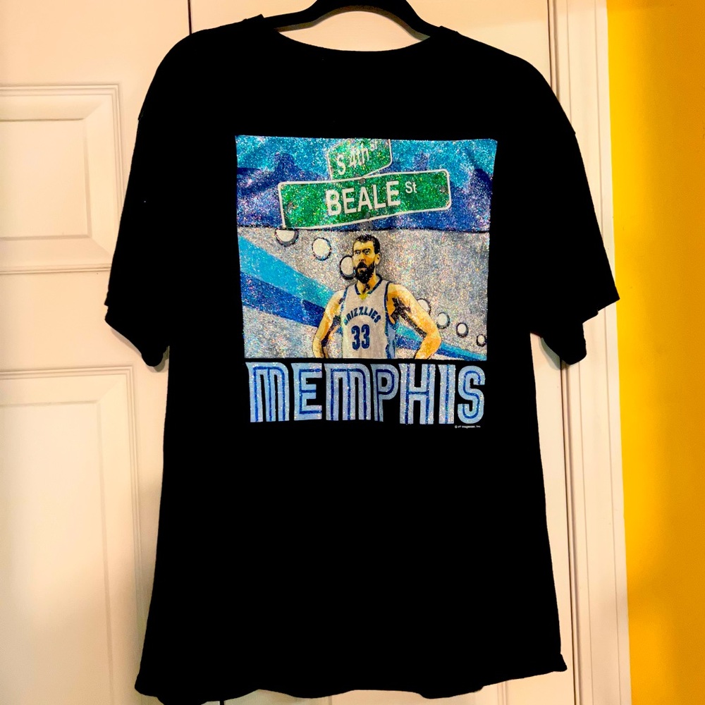 One Of A Kind Memphis Grizzlies Glitter Shirt  (Marc Gasol)
